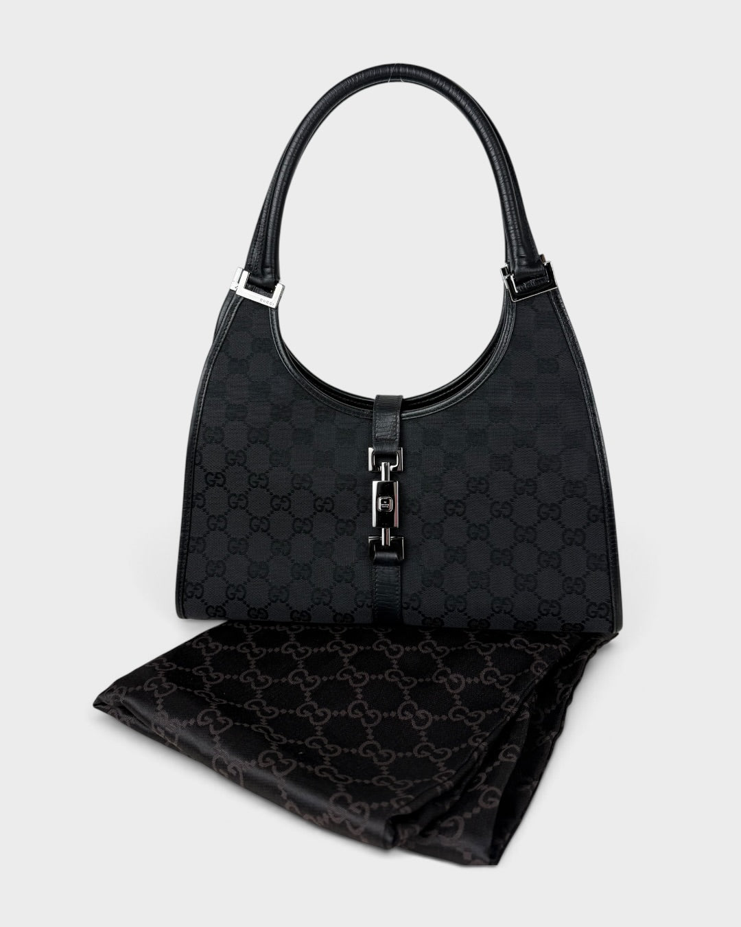 2000s Gucci Monogram Black Jackie Bardot Handbag | O/S, Multicoloured