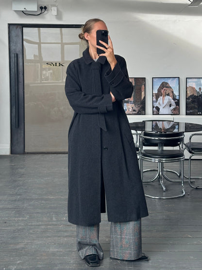 Vintage 1990s Wool Cashmere Belted Coat - L/XL