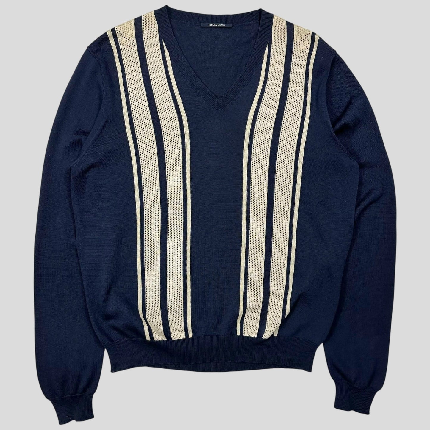 Prada Milano 2014 Superfine Silk Mesh Panelled Bowling Cardigan - M | Default Title, Multicoloured