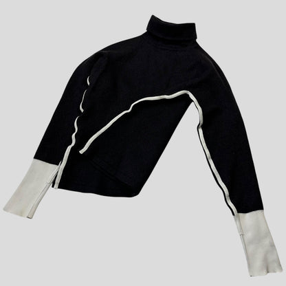 Prada Sport AW00 Virgin Wool Appliqué Seam Rollneck Knit - S | Default Title, Charcoal Black