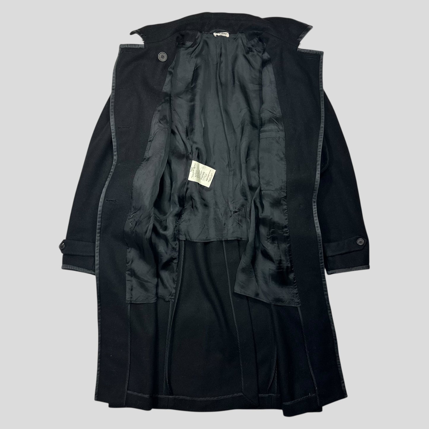 Miu Miu 2006 Wool + Nylon Mini Belted Trench Coat - IT38 | Default Title, Black