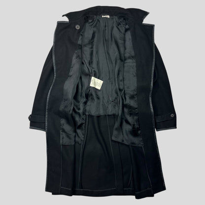 Miu Miu 2006 Wool + Nylon Mini Belted Trench Coat - IT38 | Default Title, Black