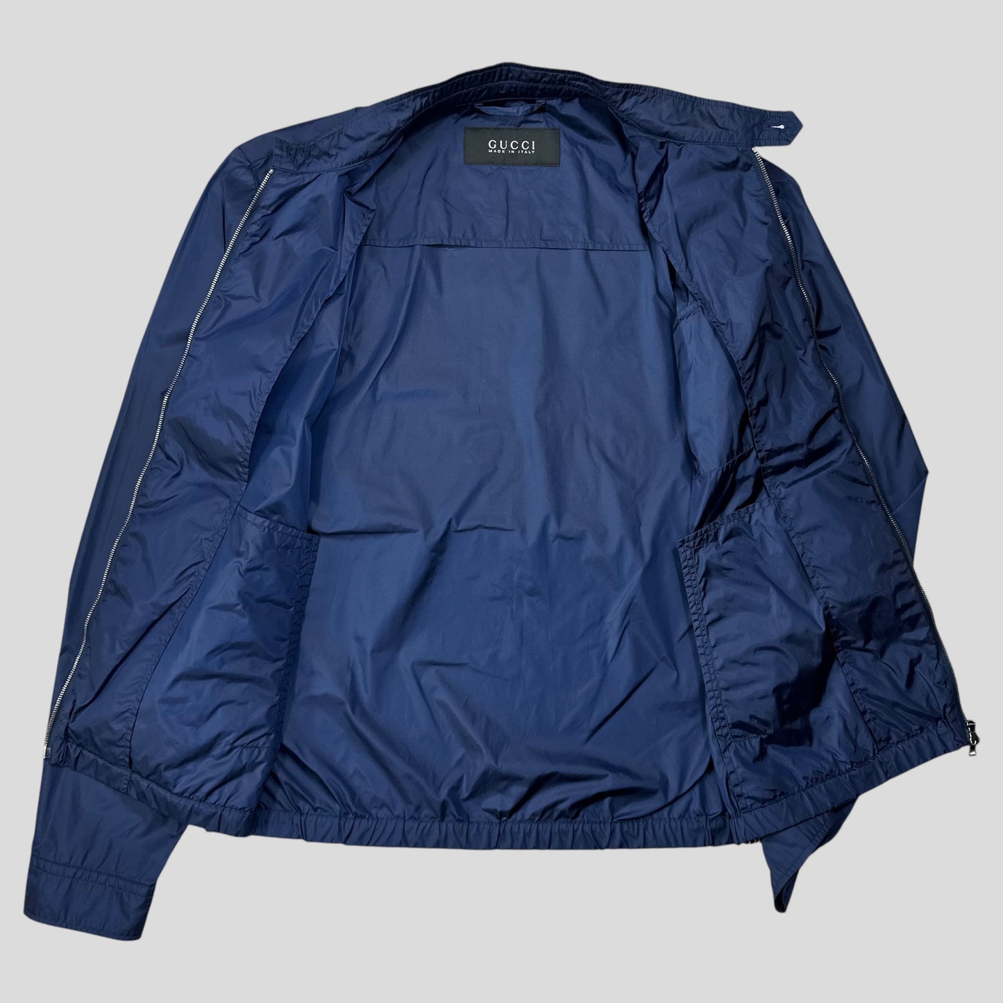 Gucci 2012 Blue Stripe Seam Nylon Shimmer Jacket - IT50 (M/L) | Default Title, Blue
