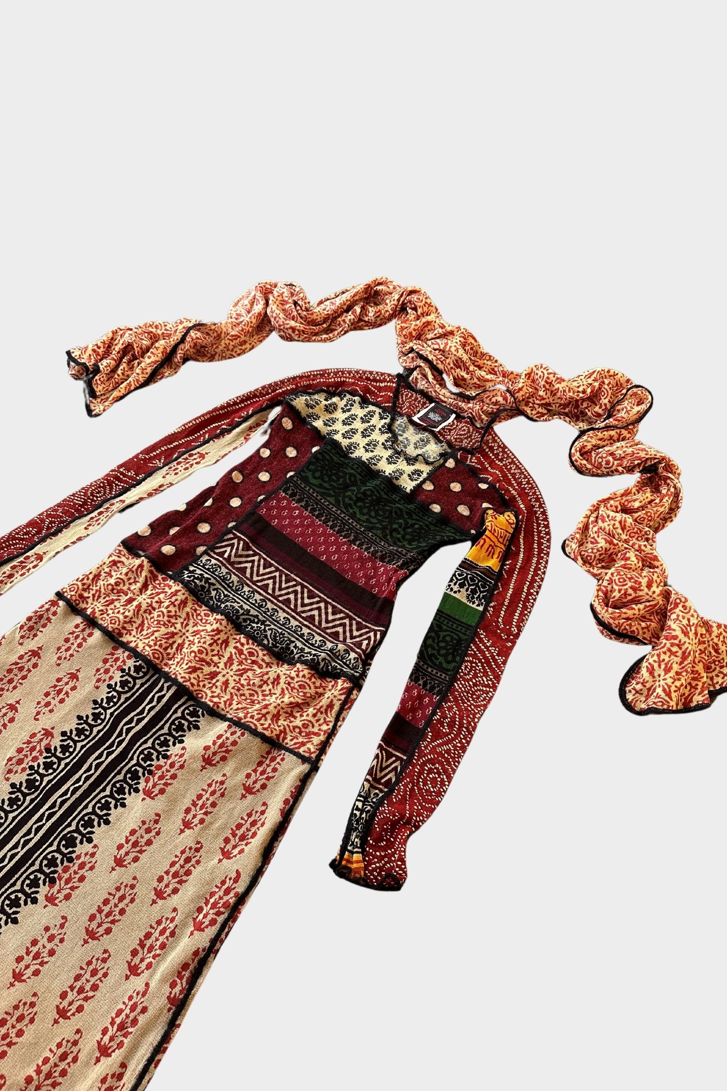 Jean Paul Gaultier Patchwork Maxi Printed Mesh Dress