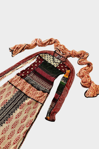 Jean Paul Gaultier Patchwork Maxi Printed Mesh Dress