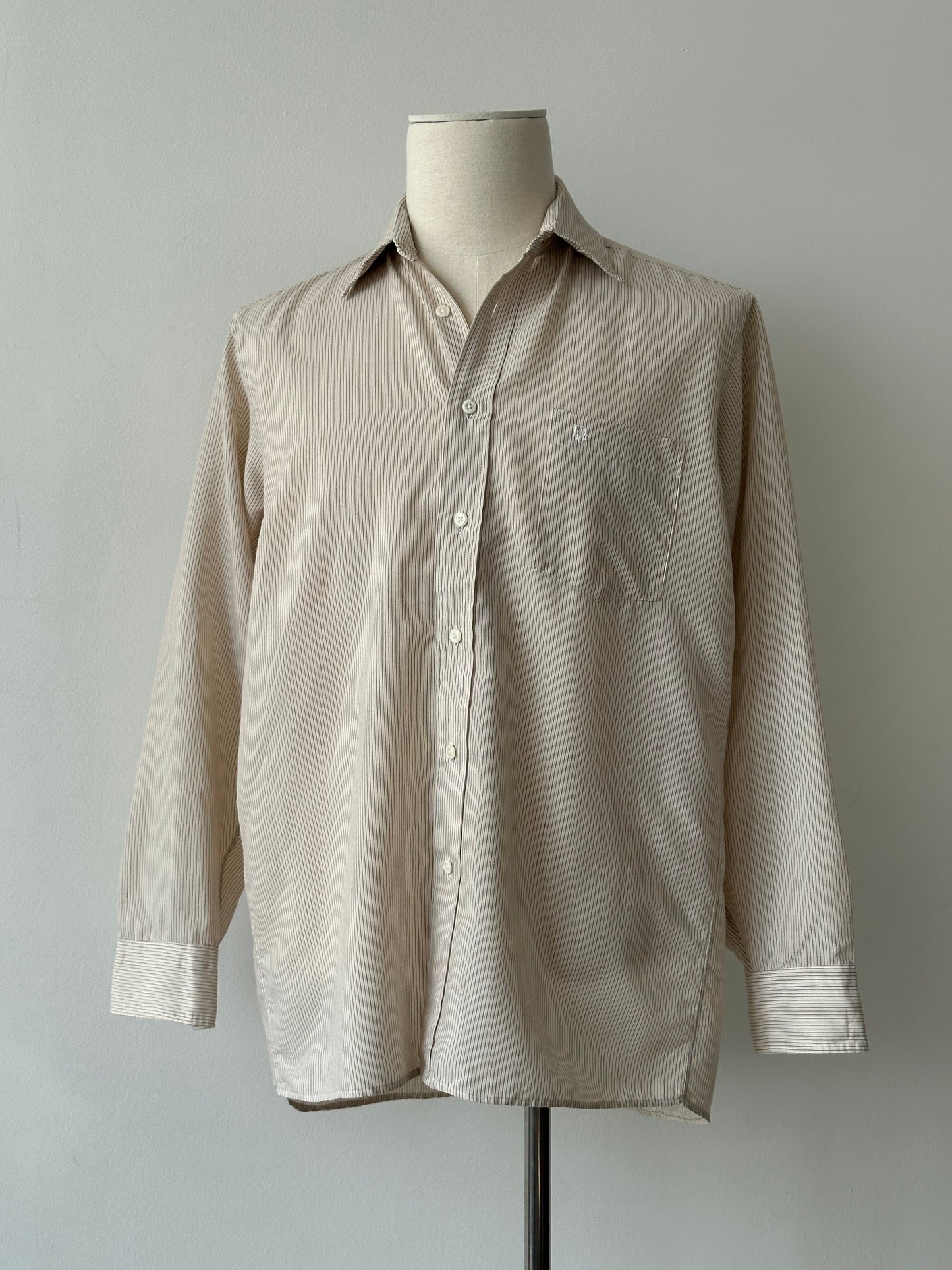 Christian Dior Chemises 1990s Logo Striped Shirt - M