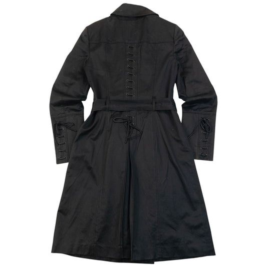 Vintage 2000s Burberry Belt Waist Lace-Up Trench Jacket Womens Size XS | XS, Black