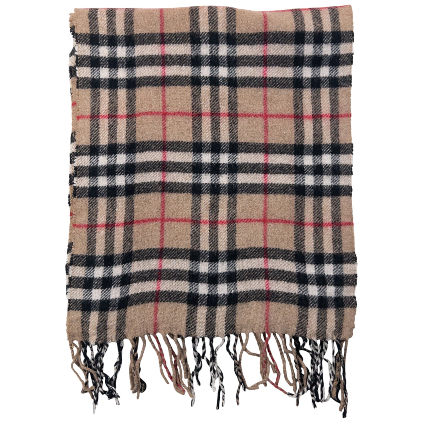 Vintage Burberry Nova Check Lambswool Tassel Scarf