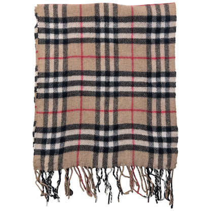 Vintage Burberry Nova Check Lambswool Tassel Scarf