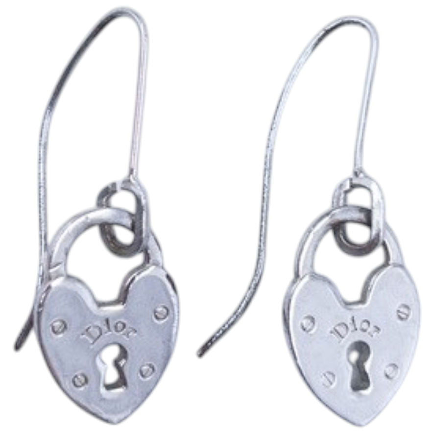 Vintage Dior Silver Heart Locket Earrings