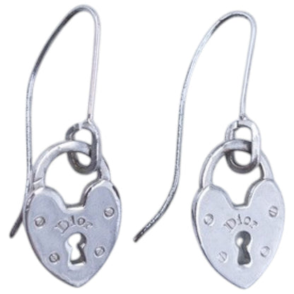 Vintage Dior Silver Heart Locket Earrings