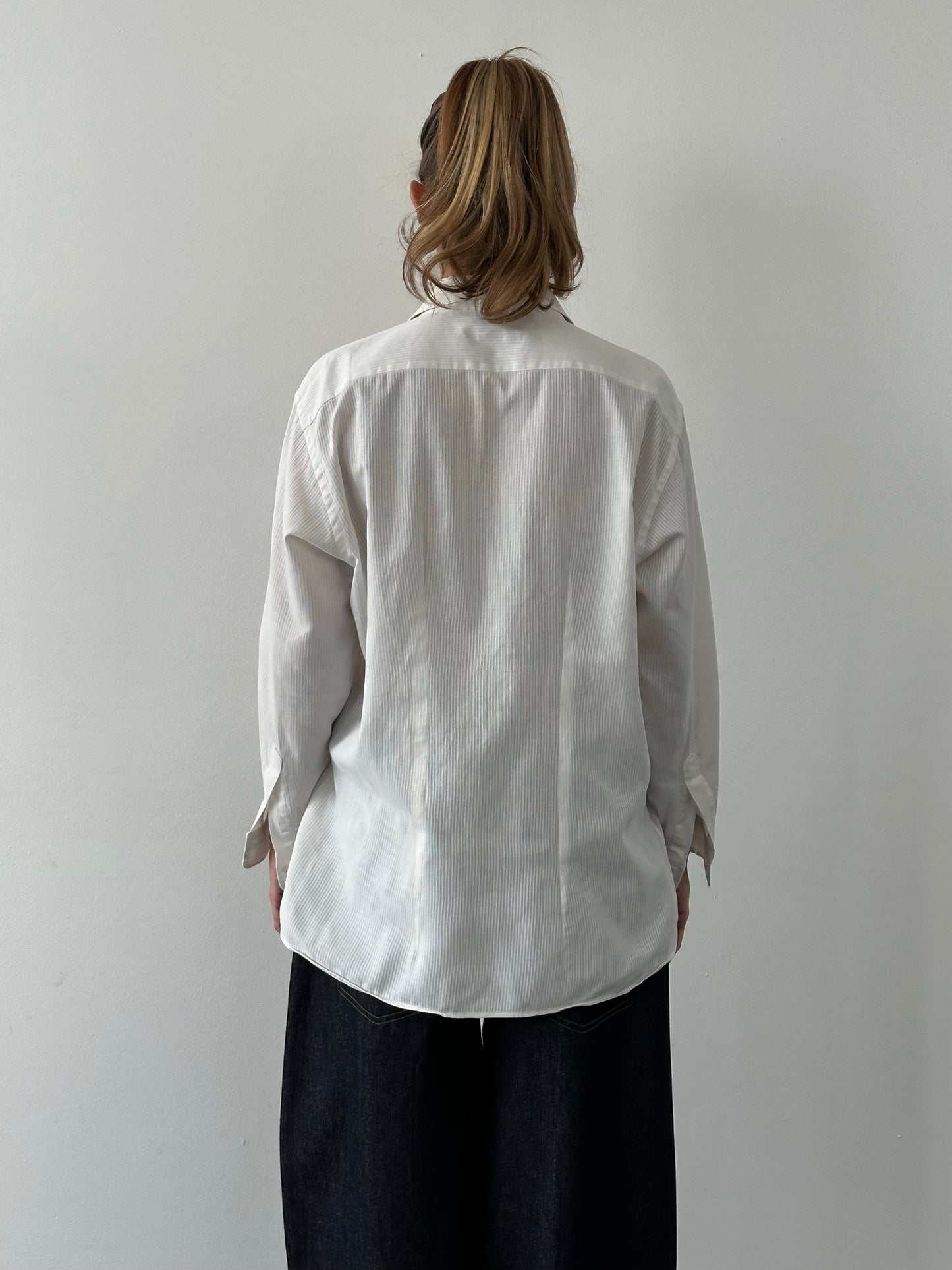 Christian Dior 1990s Cotton Striped Logo Shirt - L