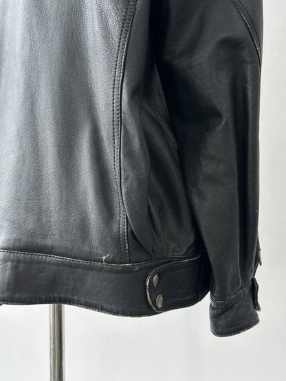 Vintage 1990s Double Breasted Leather Jacket - M