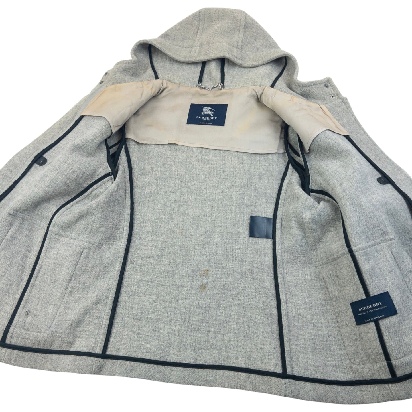 Vintage 2000s Burberry Wool Duffle Jacket Womens Size L | O/S, Grey