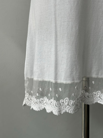Italian Vintage 1990s Cotton Lace Slip Dress - S-M