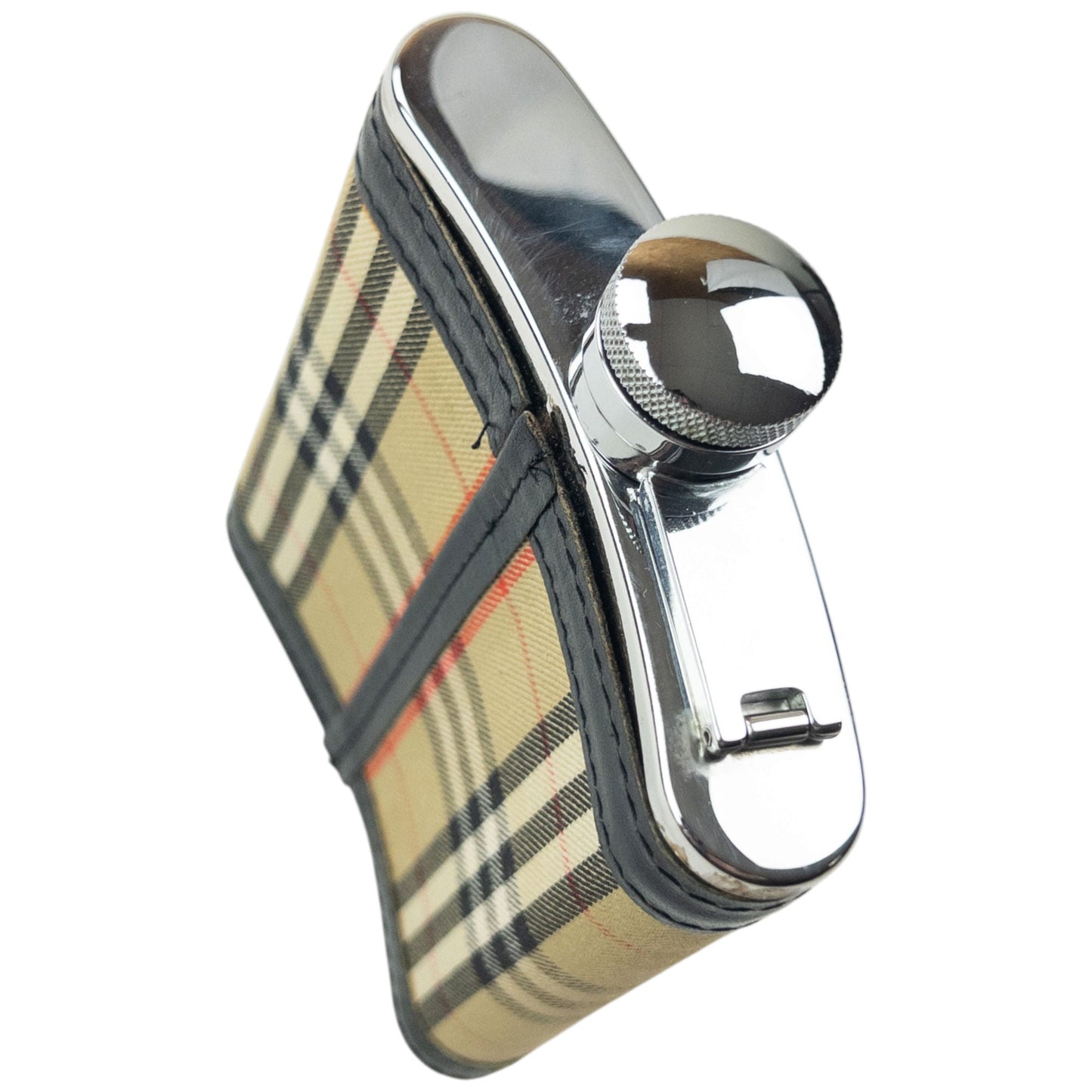 Vintage 90s Burberry Nova Check Steel Hip Flask | O/S, Beige, Black, Red