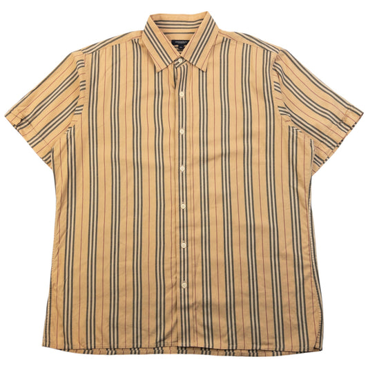 Vintage 2000s Burberry Nova Stripe Short Sleeve Button Up Shirt Size XL | XL, Beige