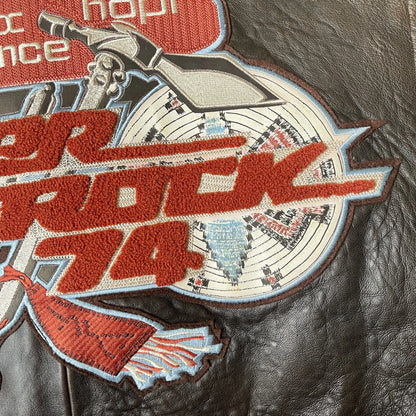 Avirex 'Spider Rock' Leather Varsity Jacket - S