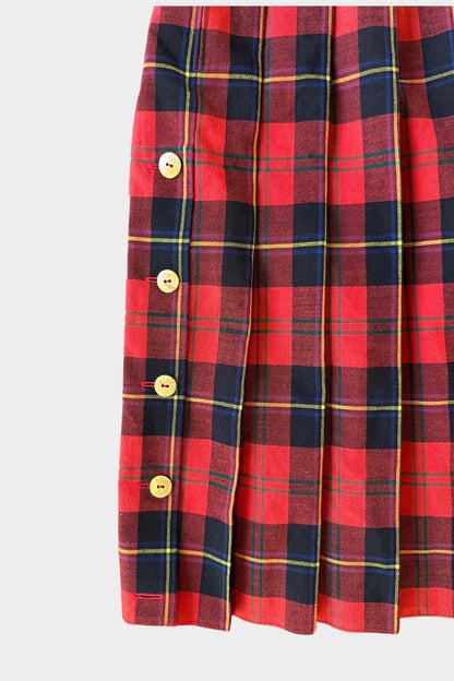 Vintage Tartan Red Pleated Skirt