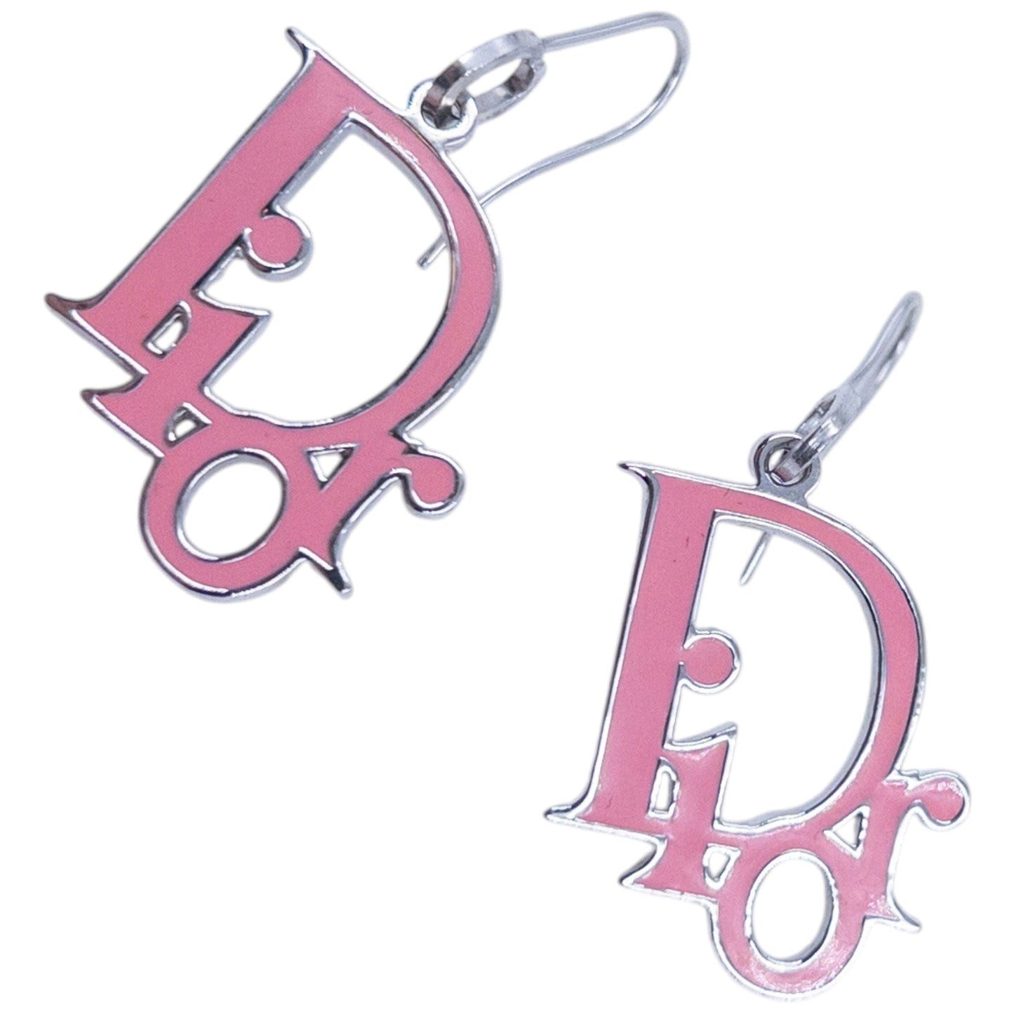 Vintage 2000s Dior By Jogn Galliano Enamel Logo Earrings | O/S, Pink
