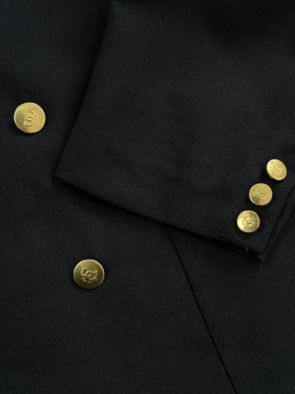 Burberry Bespoke Button Pure Wool Double Breasted Blazer - L