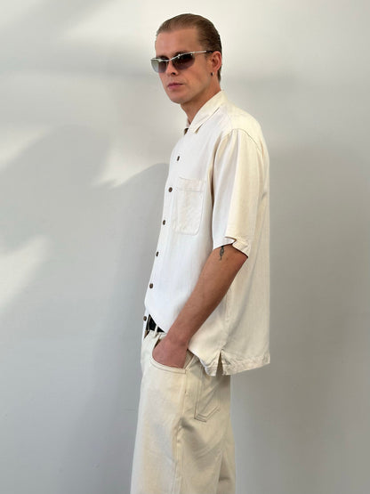 Vintage 1990s Pure Silk Short Sleeve Shirt - L