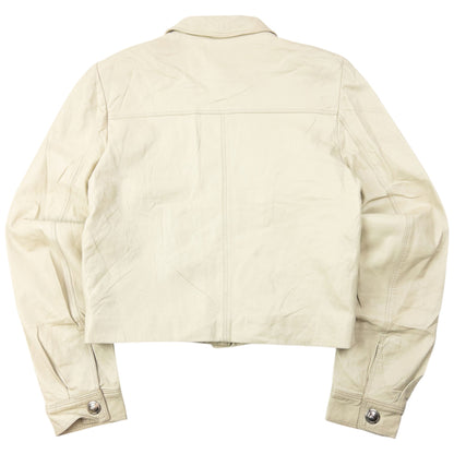 Vintage 90s Versace Istante Cropped Leather Jacket Womens Size S | Small, Cream
