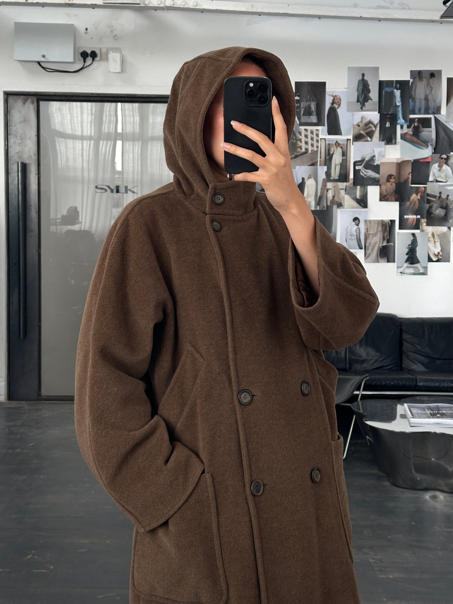 Max Mara Weekend 2000s Wool Hooded Double Breasted Coat - M
