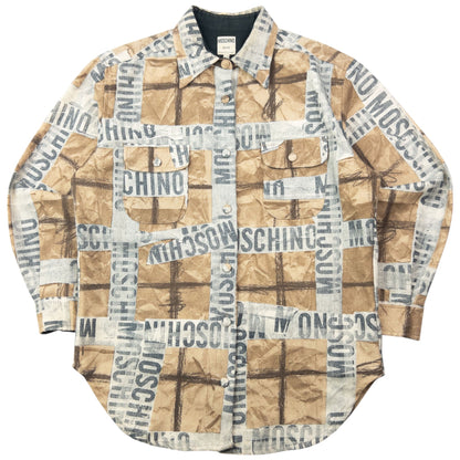 Vintage 2000s Moschino Jeans Tape Check Long Sleeve Button Up Wool Shirt Size M | Medium, Multicoloured