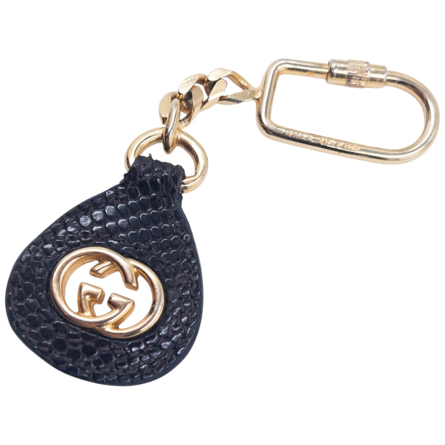 Vintage 90s Gucci Leather Tag Carabiner Key Ring | O/S, Multicoloured