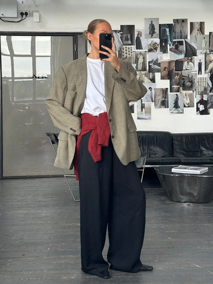 Burberry 1980s Pure Wool Single Breasted Check Blazer - 44R/XL