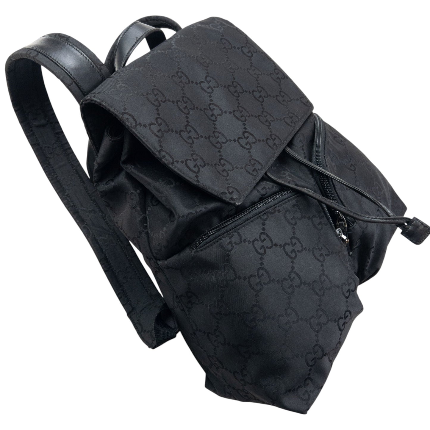 Vintage 2000s Gucci Monogram Bucket Backpack | O/S, Black