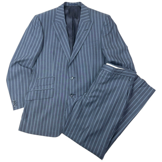 Vintage Versace Collection Striped Jacket & Trousers Suit Set Size XL | XL, Blue