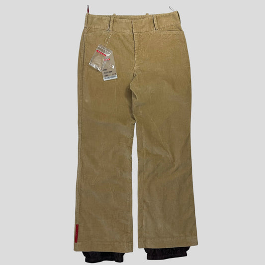 Prada Sport 00’s 2 in 1 Corduroy Double Layered Ski Trousers - L | DEFAULT TITLE, Red