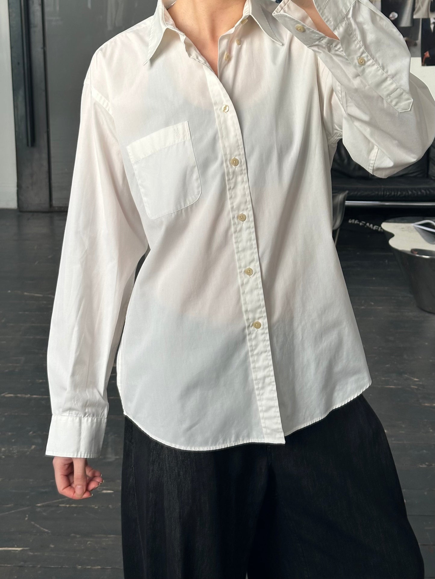 Yves Saint Laurent Pour Homme 1990s Cotton Logo Shirt - M