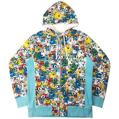 Vintage Stussy Sticker Pattern Zip Up Hoodie Size M