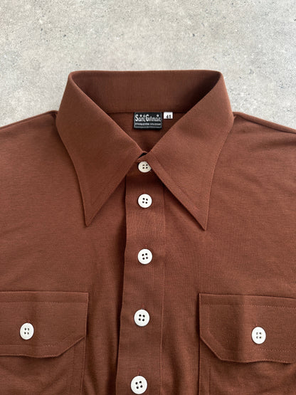 Italian Vintage 1970s Dagger Collar Polo Shirt - M