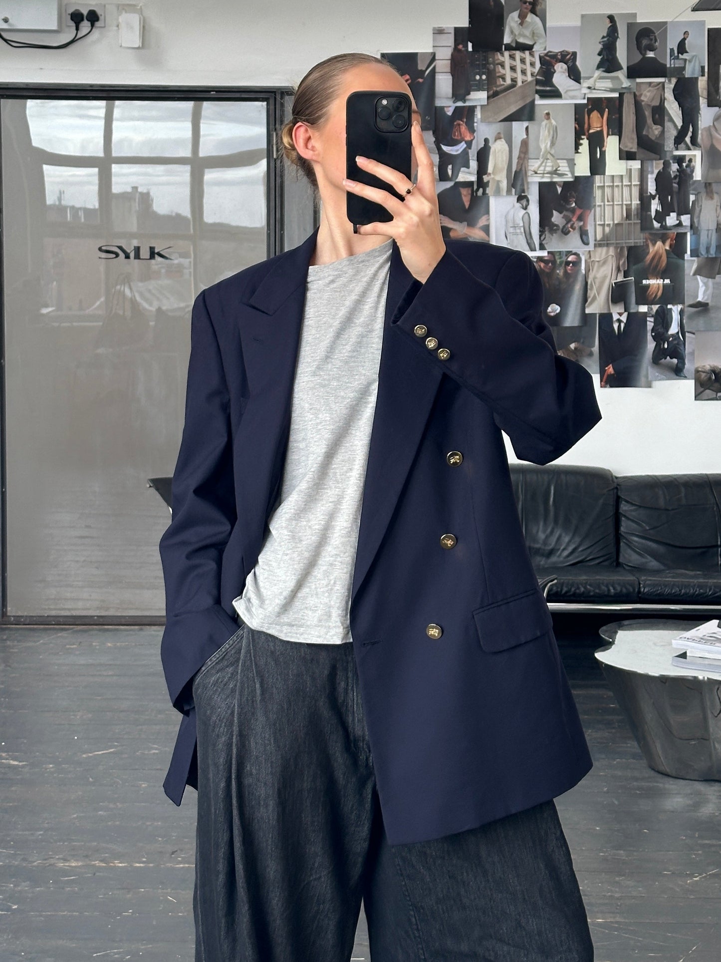 Burberry 1990s Double Breasted Bespoke Button Pure Wool Blazer - 42R/XL