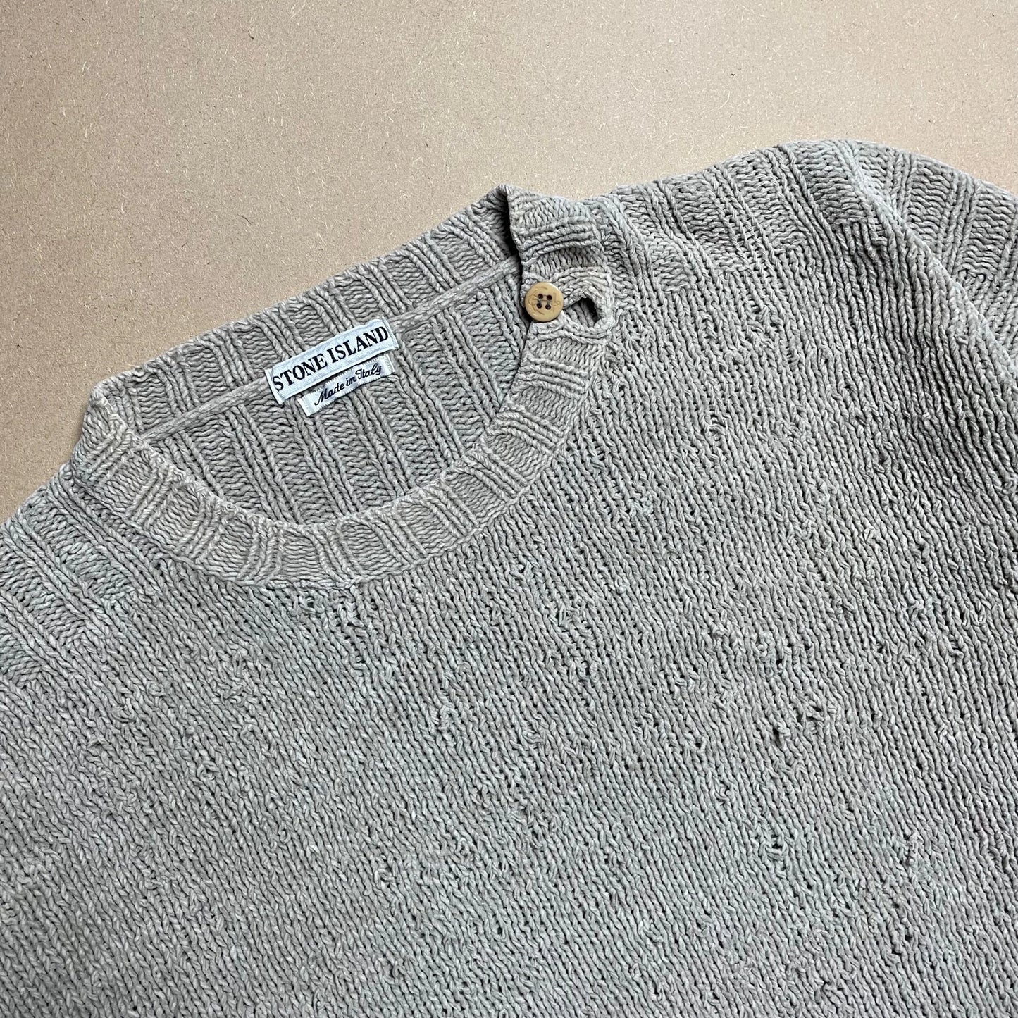 A/W 1995 Oatmeal Knitted Side Button Crew Neck