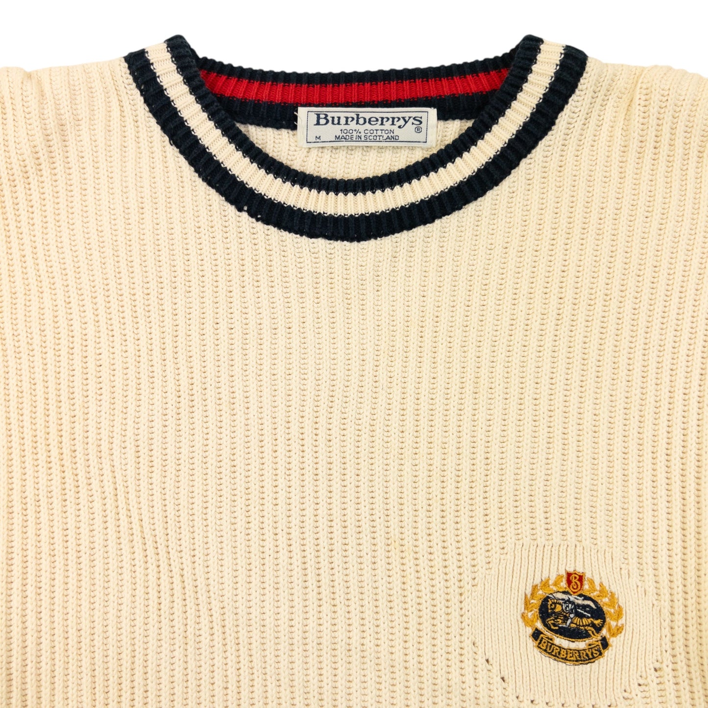 Vintage 90s Burberry Ribbed Knit Jumper Size S | Small, Multicoloured