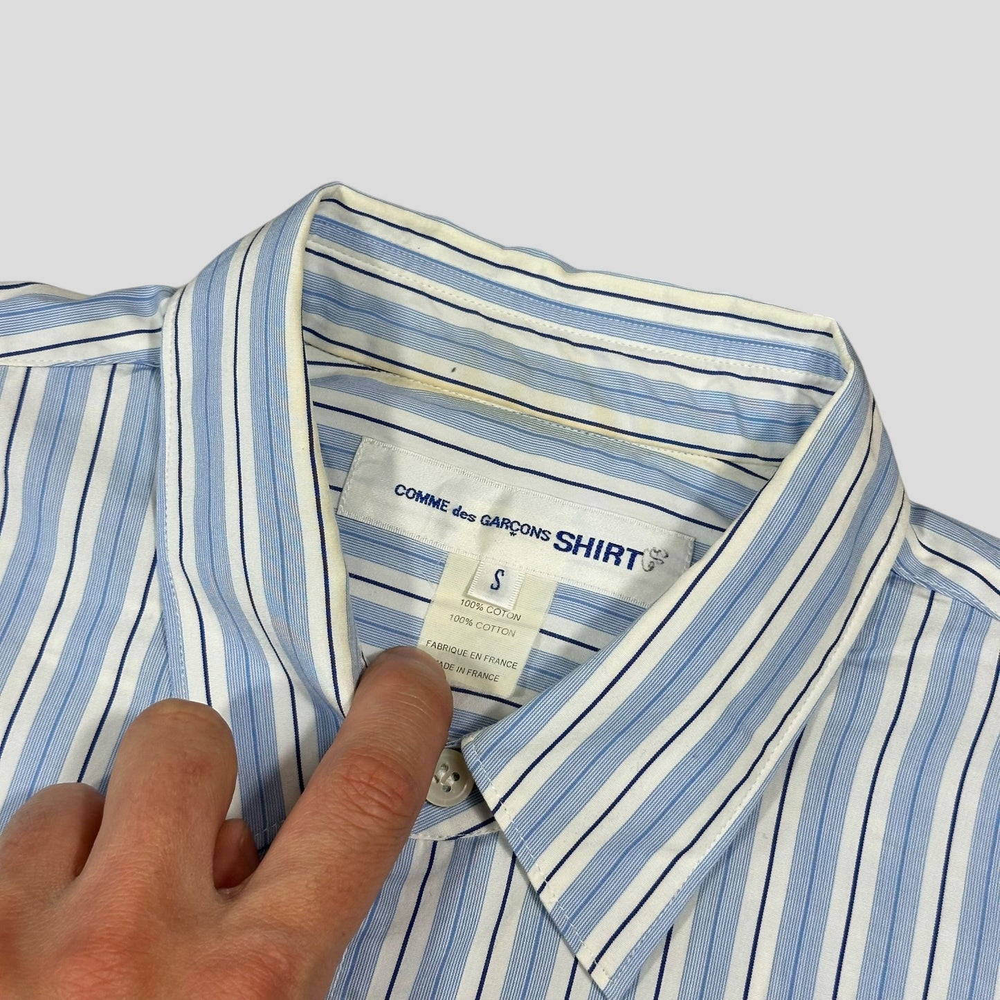 Comme Des Garçons SHIRT 00’s Bi-colour Striped Baby Blue Shirt - M | Default Title, Multicoloured