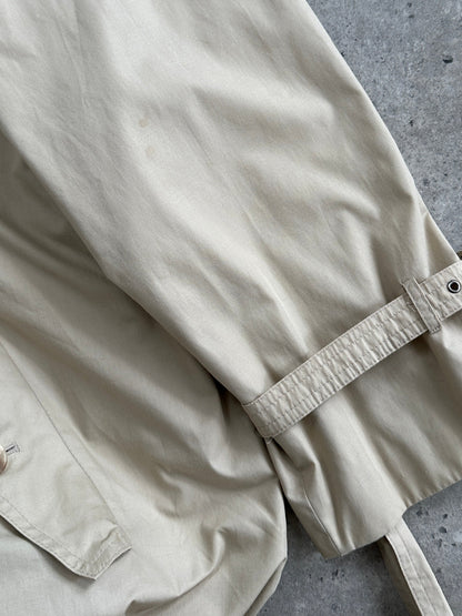 Yves Saint Laurent Pour Homme 1980s Cotton Double Breasted Belted Trench Coat - XXL