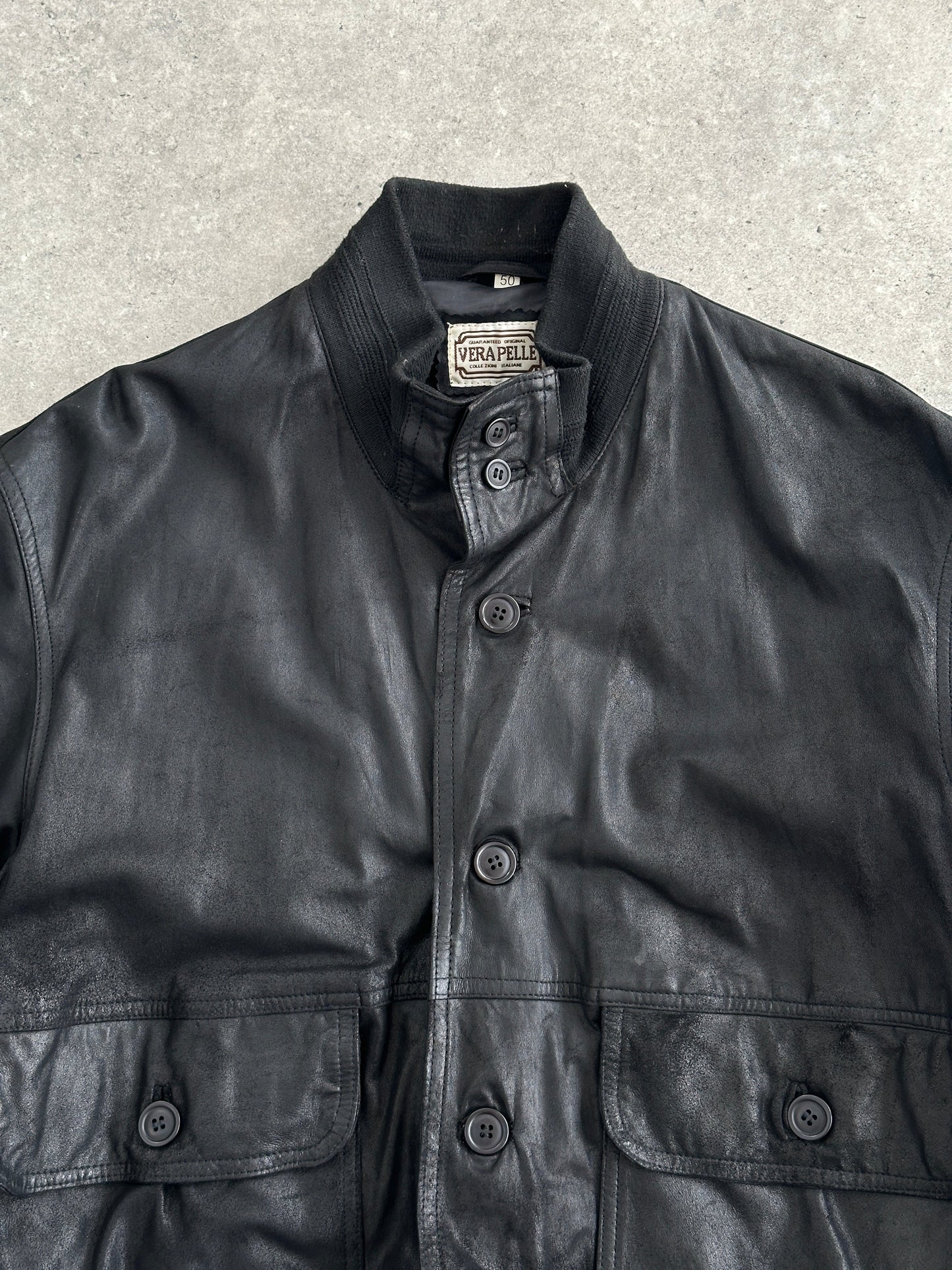 Italian Vintage 1990s Leather Nubuck Bomber Jacket - M/L