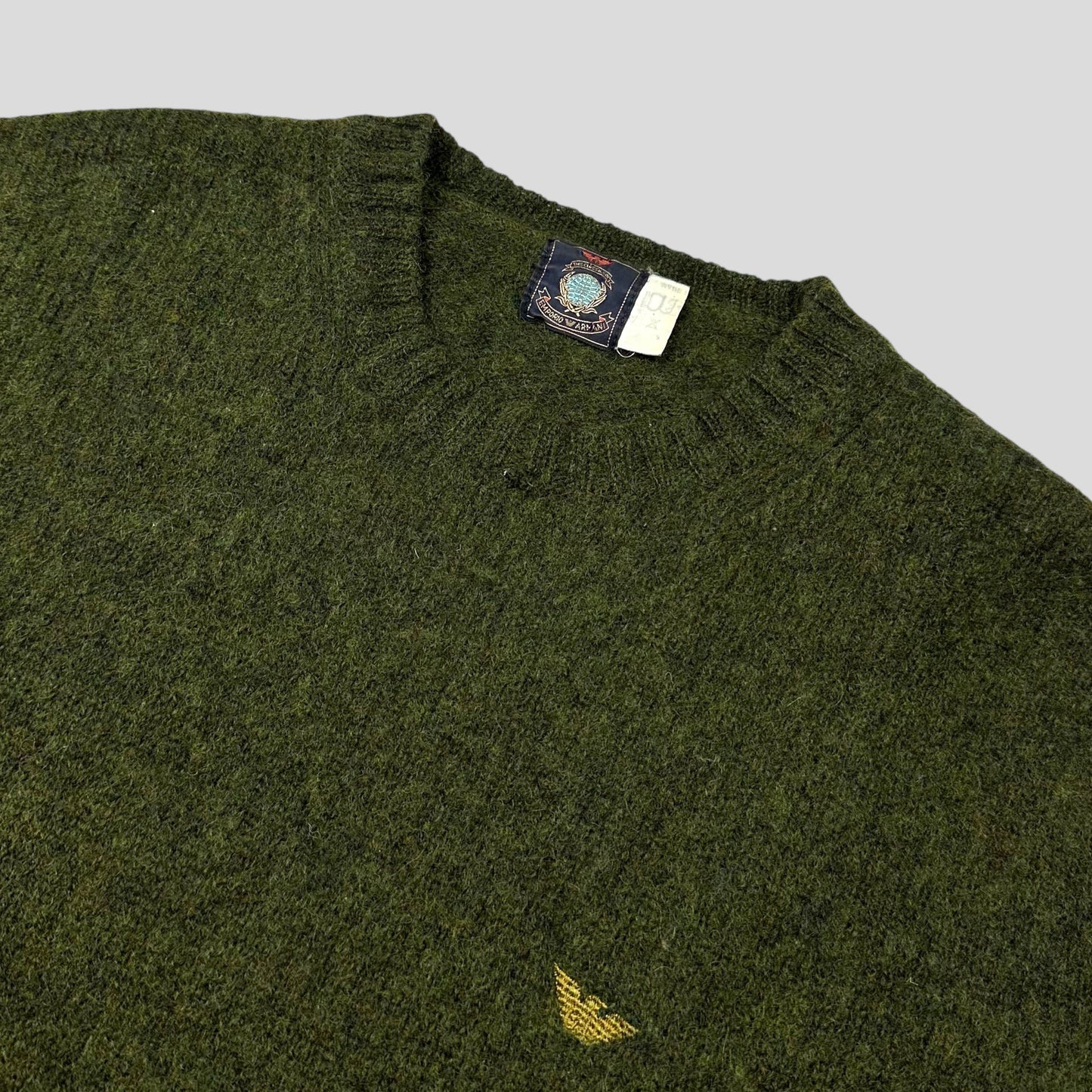 Emporio Armani 80’s Moss Green Heather Wool Logo Jumper - M | Default Title, Green