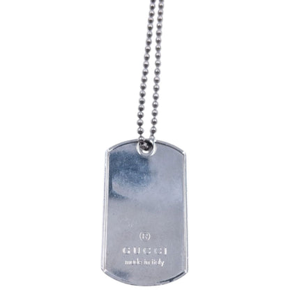 Vintage 2000s Gucci Embossed Dog Tag Necklace | O/S, Grey