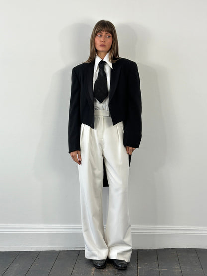 Christian Dior Grand Luxe 1980s Tuxedo Wool Satin Tailcoat - 39R/L