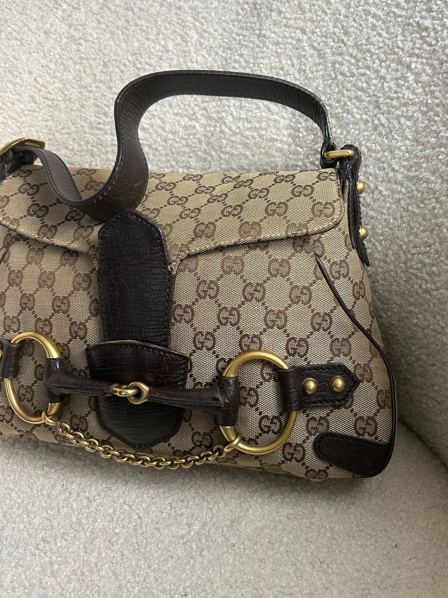 Vintage 90s Gucci Monogram Horsebit 1955 Shoulder Bag | O/S, Multicoloured