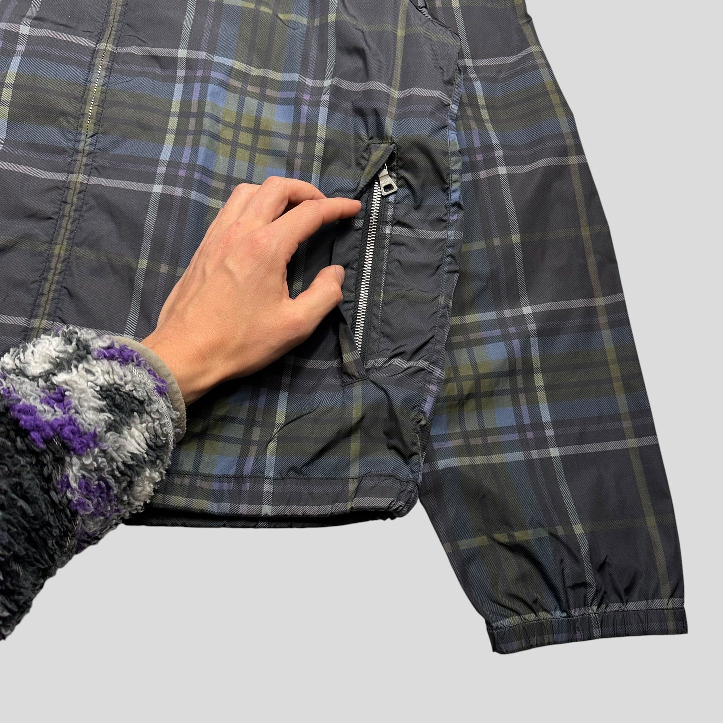 Prada 2011 SAMPLE Shadow Plaid Nylon-PU Resin Coated Windbreaker - M/L | Default Title, Dark Shadow Plaid