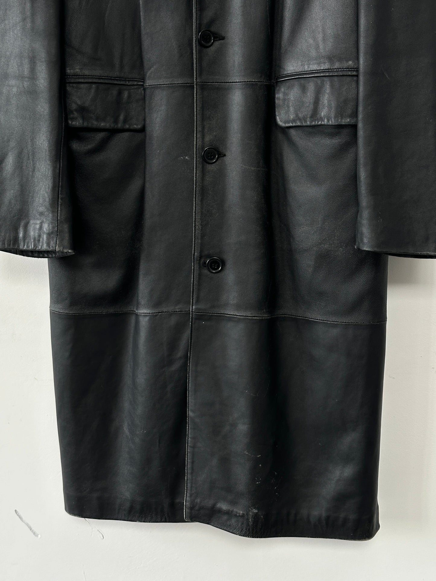 Vintage Leather Trench Coat - XL