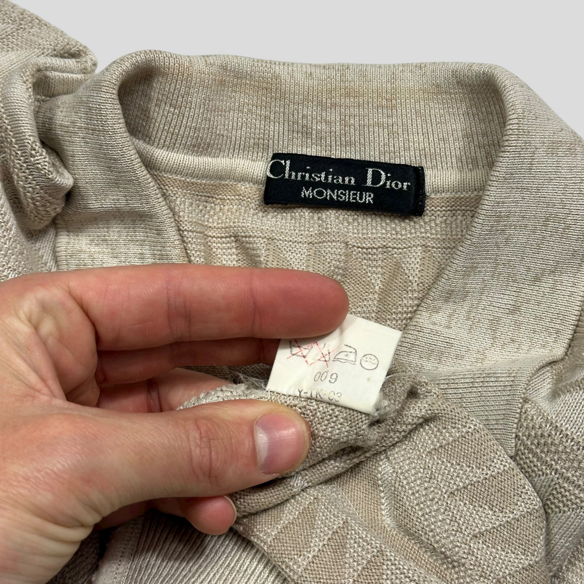 Christian Dior Monsieur 80’s 3D Textured Aztec Knit - L | Oatmeal